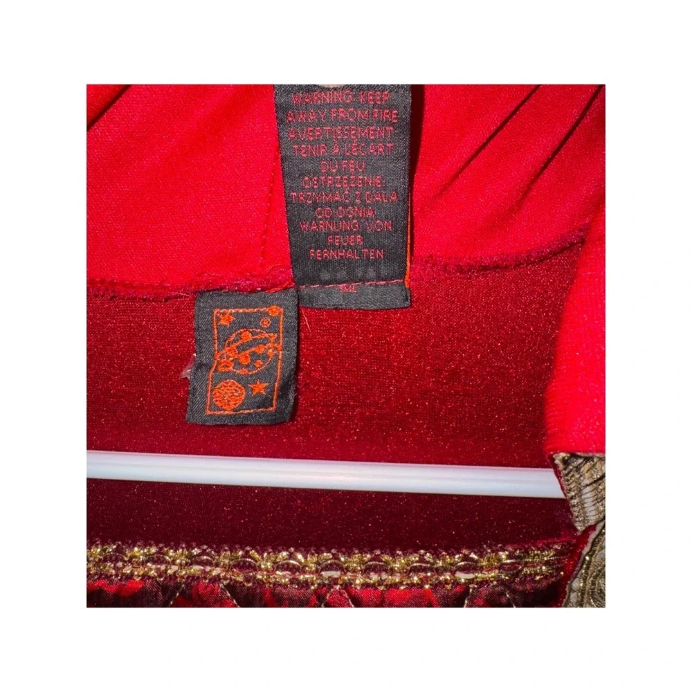 Renaissance Medieval Princess Costume Red Gold Hooded Velvet Hoop Dress Girls M
